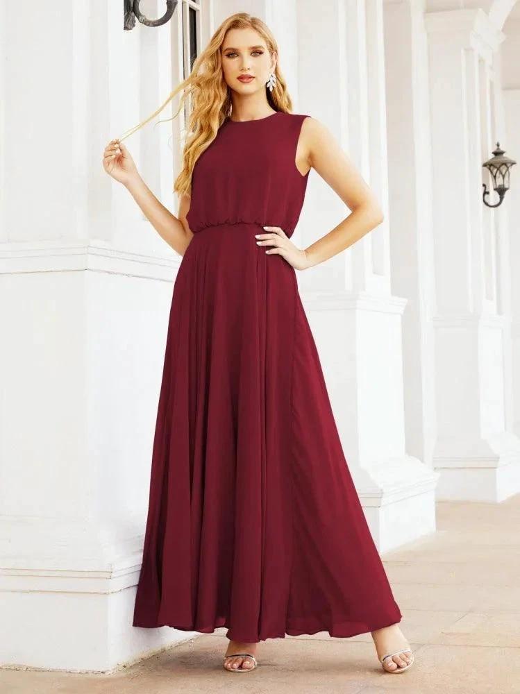 Numbersea Sleeveless Long Bridesmaid Dress A line Formal Evening Prom Gown 28025 by numbersea