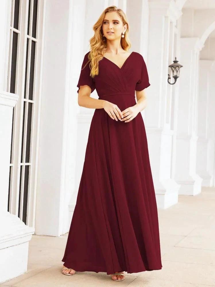 Numbersea Formal Prom Gowns for Mother of The Bride Short Sleeves Bridesmaid Dress 28049 by numbersea