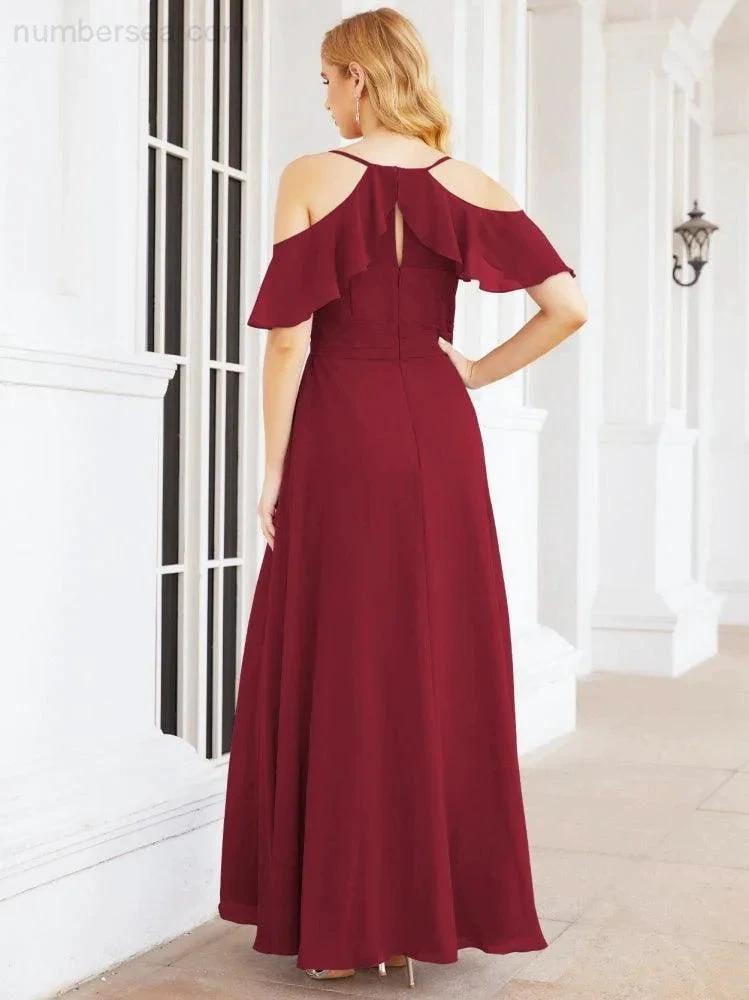 ZapDress Cold Shoulder Long Bridesmaid Dresses Side Slit Formal Prom Gowns Party Wedding 28070 (ZD16993)