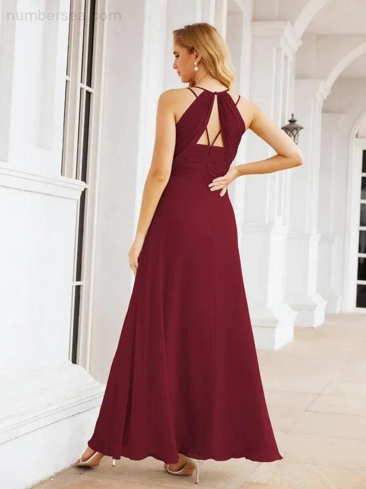 ZapDress Double Spaghetti Straps Bridesmaid Dresses for Women Long Formal Party Dress Side Split 28051 (ZD17036)