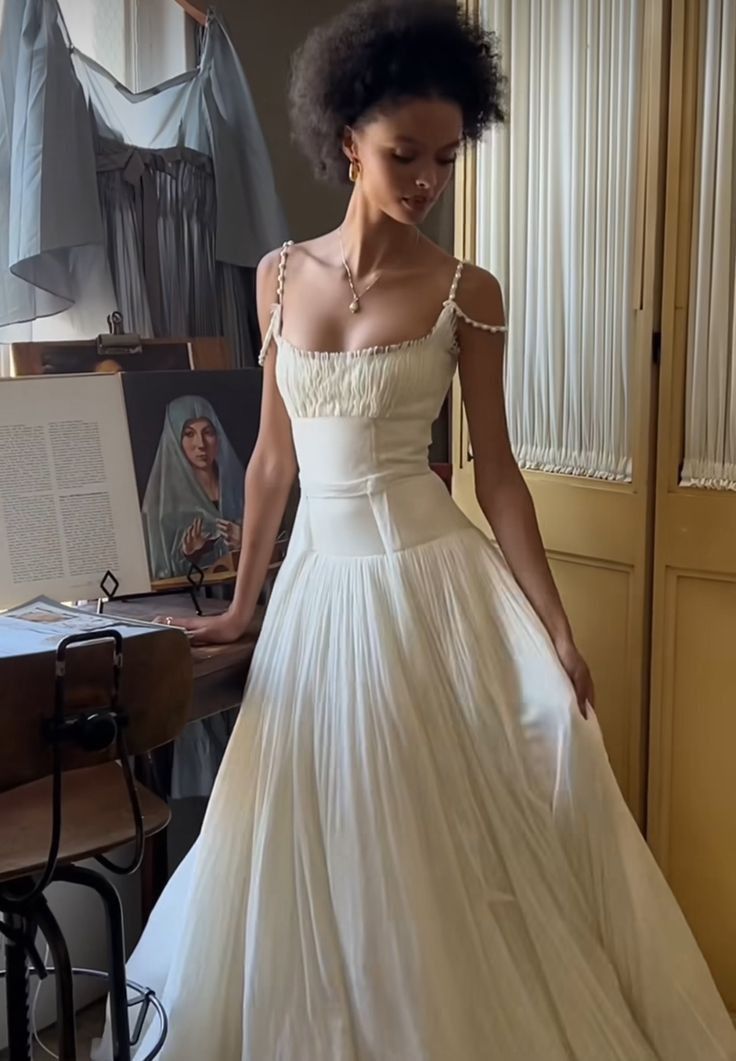 Elegant A Line Long Wedding Dress Princess Evening Dress fg6870