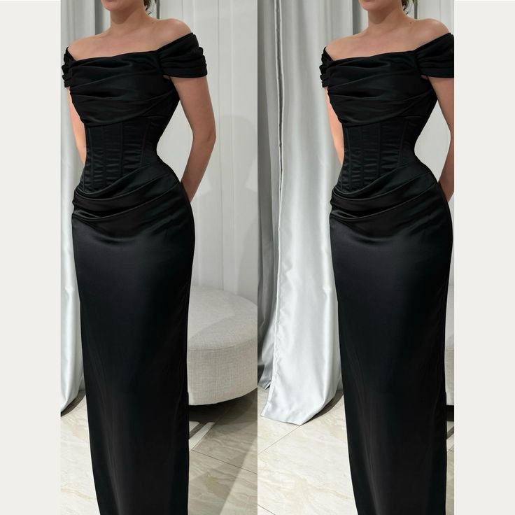 Black Off-the-Shoulder Prom Dresses,Floor-Length Evening Gown - FashionDia