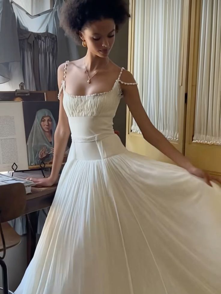 Elegant A Line Long Wedding Dress Princess Evening Dress fg6870