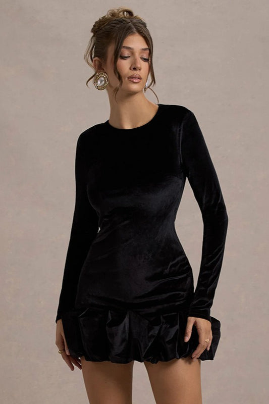Velvet Ruffle Hem Party Dress - View 8 | VelvetHem