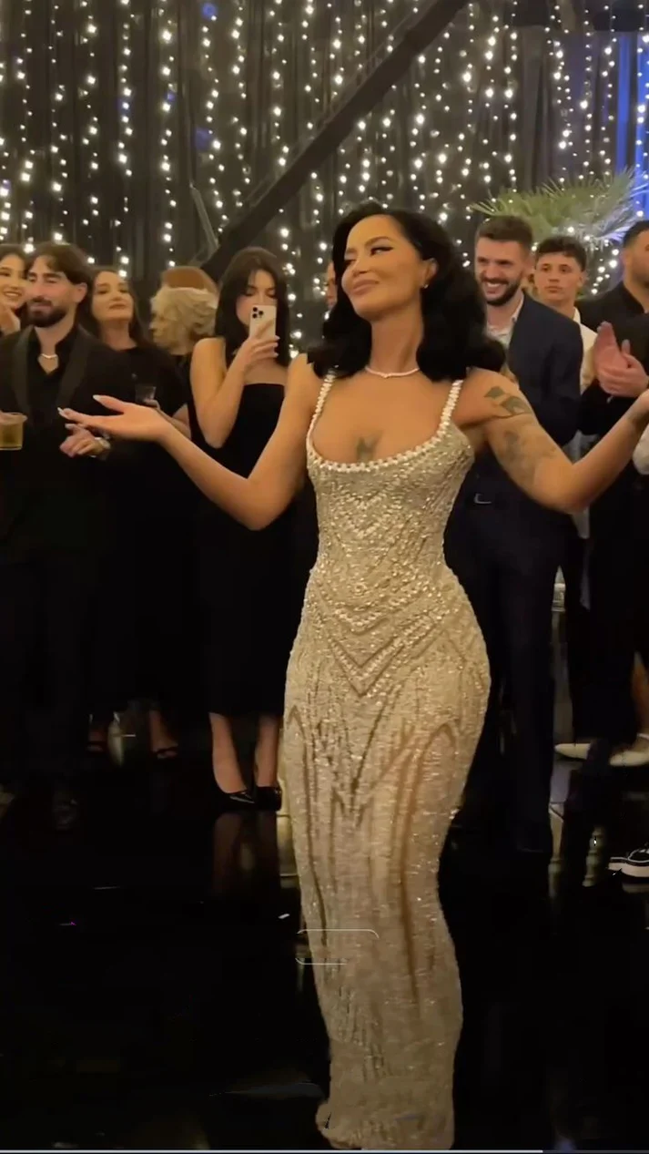 Sexy Mermaid Straps Champagne Sequin Long Prom Dresses Inspiration Prom Dress Senior Graduation Dress - View 2 | FashionDia