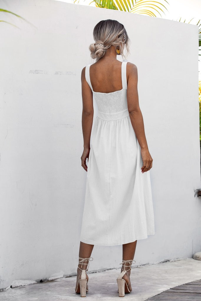 Teagan Cotton Tiered Babydoll Dress Off White
