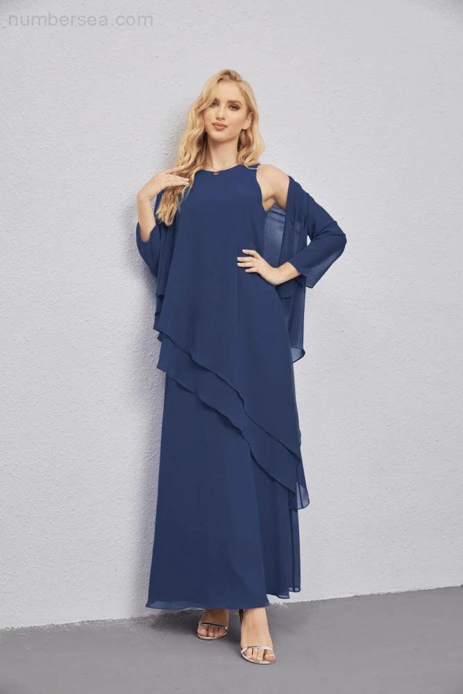 Mother of Bride Dresses with Open Front Lightweight Cardigan Formal Prom Gown 28081 (ZD16990)