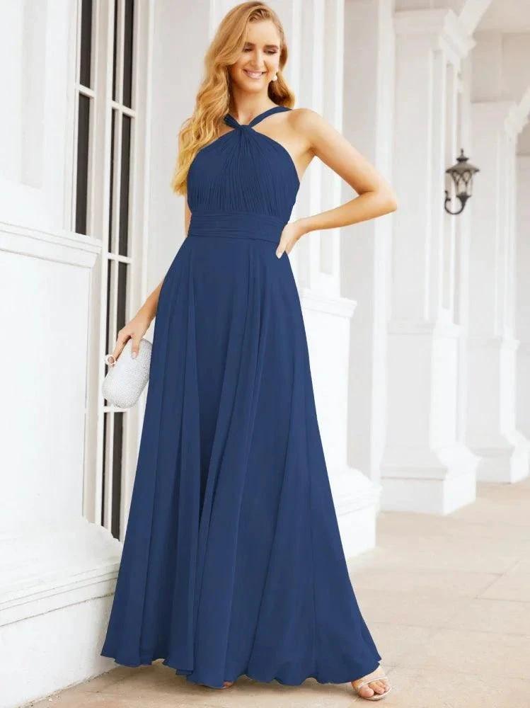 Numbersea Crisscross Halter Bridesmaid Dresses for Party Wedding Evening Prom Maxi Ball Gowns 28053 by numbersea