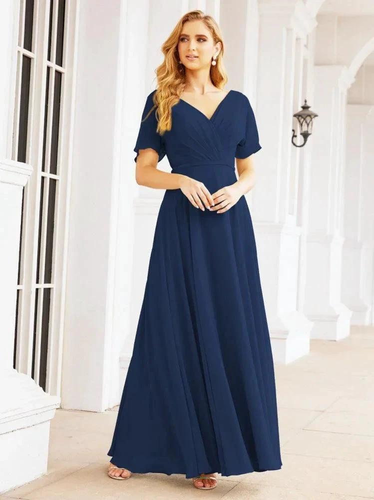 Numbersea Formal Prom Gowns for Mother of The Bride Short Sleeves Bridesmaid Dress 28049 by numbersea