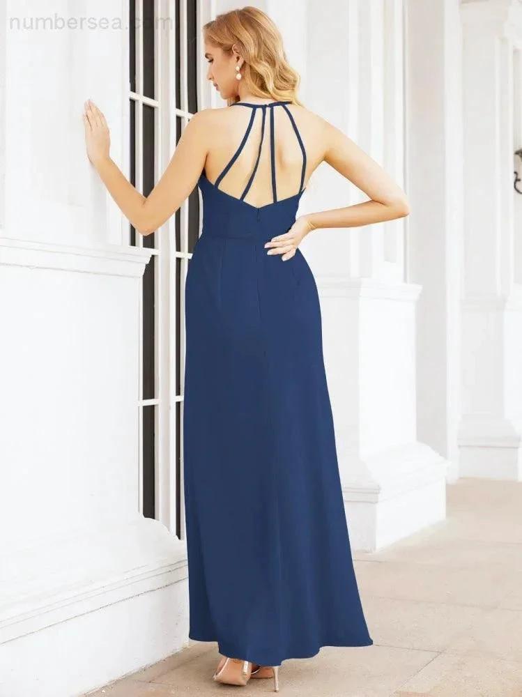 ZapDress Spaghetti Strap Bridesmaid Dresses V-Neck Long A-Line Formal Prom Gowns 28063 (ZD17045)