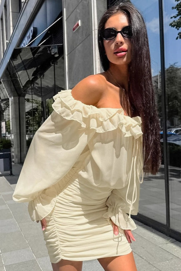 Ruffled Slim Fit Mini Dress