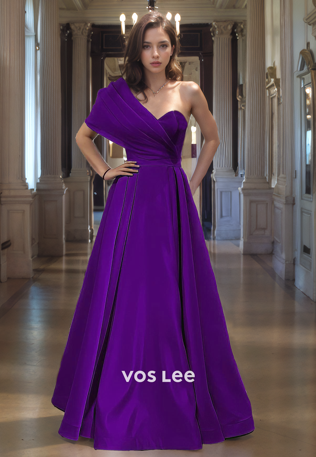 Long Evening Dress A-Line Sweetheart Satin One Shoulder Prom Dress