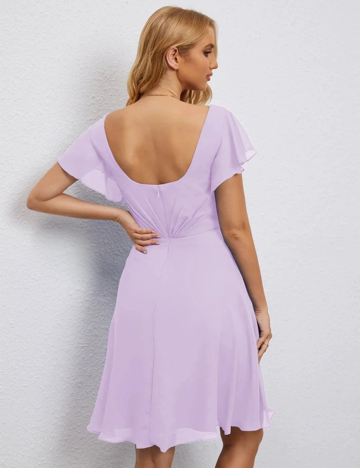 ZapDress U Back Homecoming Dress Formal Prom Dress Knee Length Short Sleeves Cocktail Party Dress 28077 (ZD16953)
