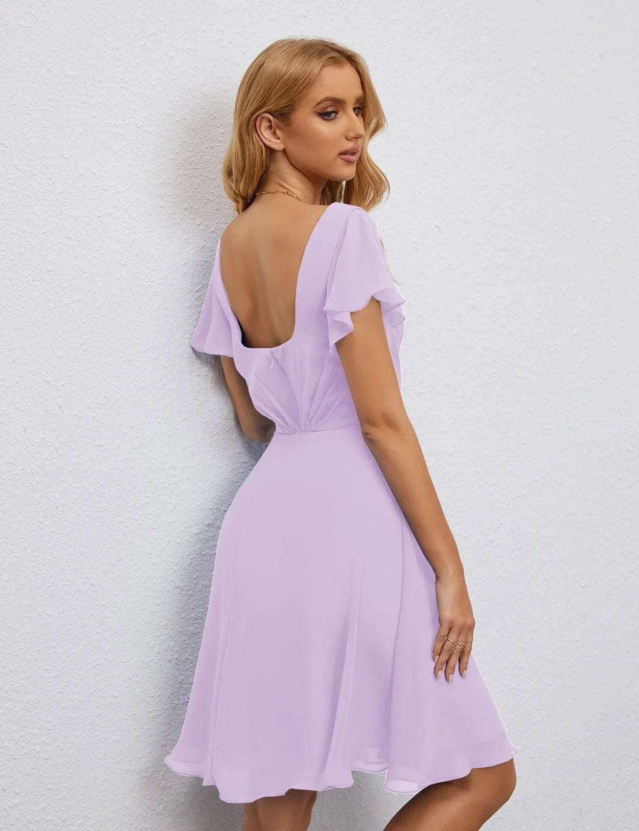 ZapDress U Back Homecoming Dress Formal Prom Dress Knee Length Short Sleeves Cocktail Party Dress 28077 (ZD16953)