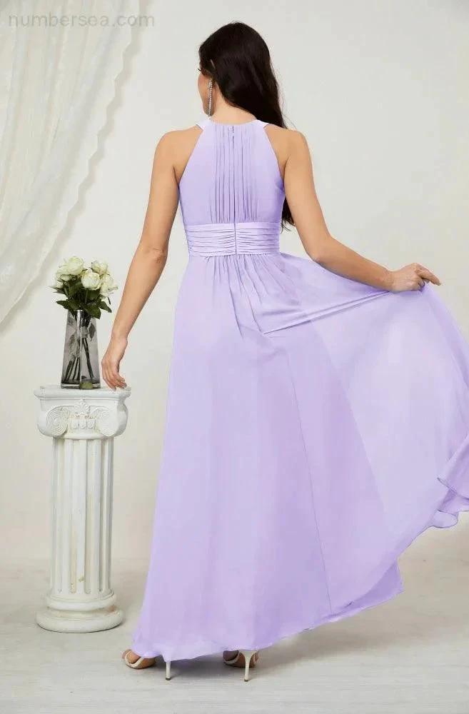 ZapDress Formal Party Gown Dress Chiffon Halter Long Sleeveless Bridesmaid Dresses 2802 (ZD16960)