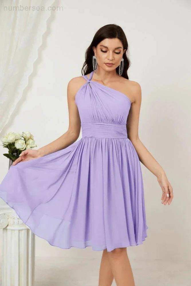 ZapDress Women Chiffon Short One Shoulder Bridesmaid Dress Formal Dresses for Party Homecoming 2804 (ZD16948)