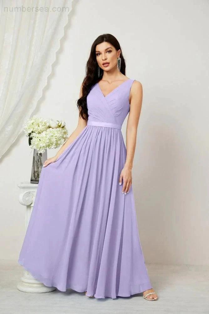 Women's Chiffon Long Bridesmaid Dresses A line Sleeveless Formal Prom Gown for Evening Party Homecoming Dresses 2808 (ZD16947)