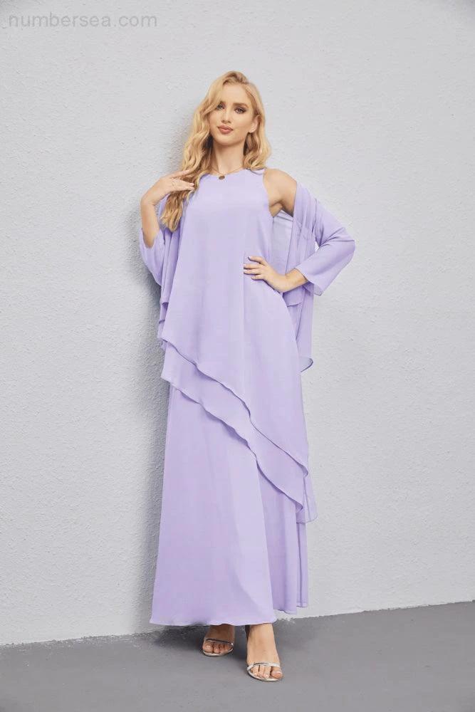 Mother of Bride Dresses with Open Front Lightweight Cardigan Formal Prom Gown 28081 (ZD16990)