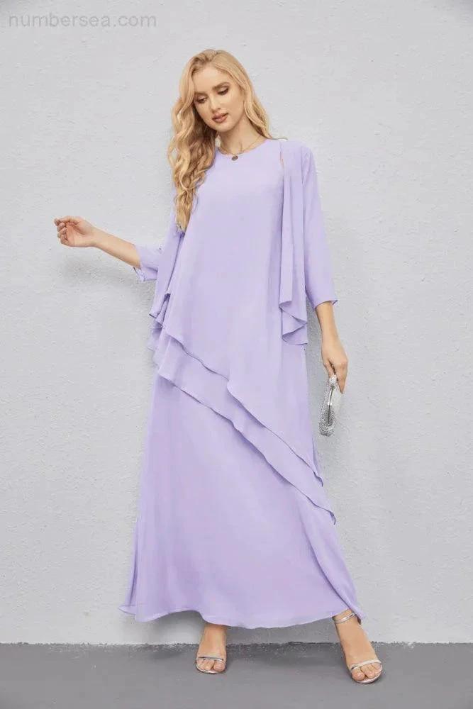 Mother of Bride Dresses with Open Front Lightweight Cardigan Formal Prom Gown 28081 (ZD16990)