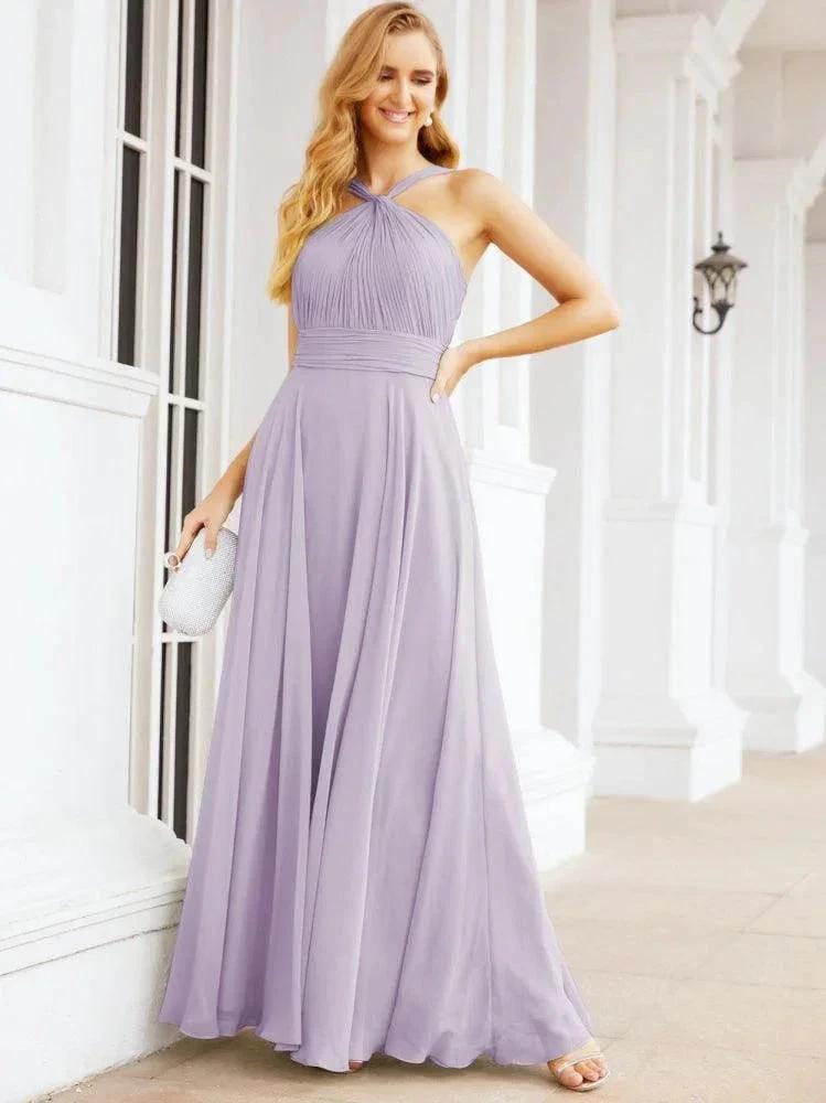 Numbersea Crisscross Halter Bridesmaid Dresses for Party Wedding Evening Prom Maxi Ball Gowns 28053 by numbersea