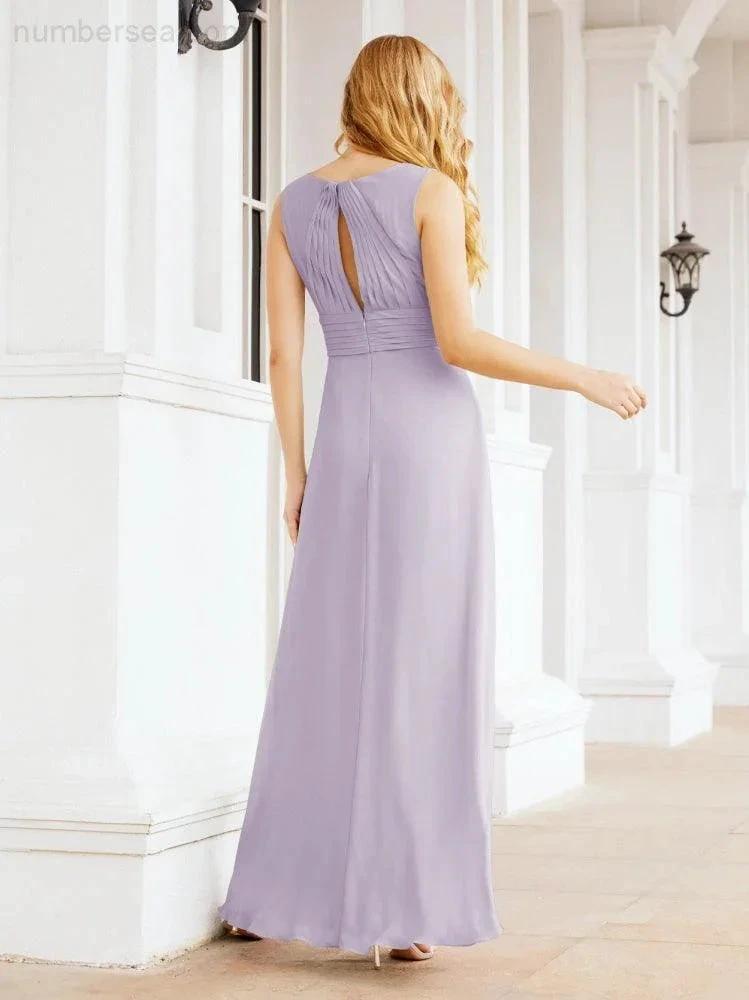 Formal Prom Gown Elegant V-Neck Sleeveless Bridesmaid Dresses for Wedding Party 28037 (ZD17021)