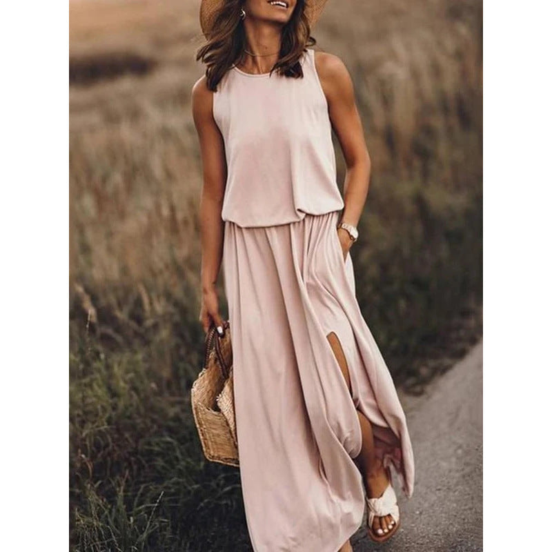 Soleia Satin Cowl Neck Midi Dress Dusty Peach