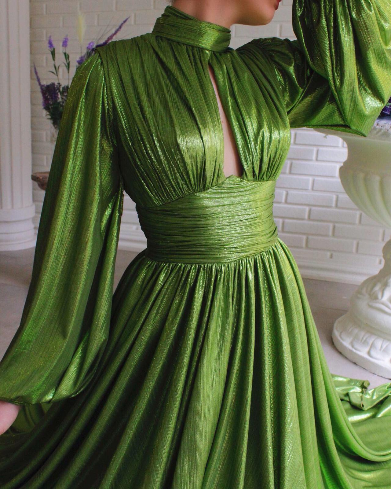 Spring Summer Popular Color Tight Waist Halter Large Swing Chic Avocado Green Dress Maxi Dress for Women