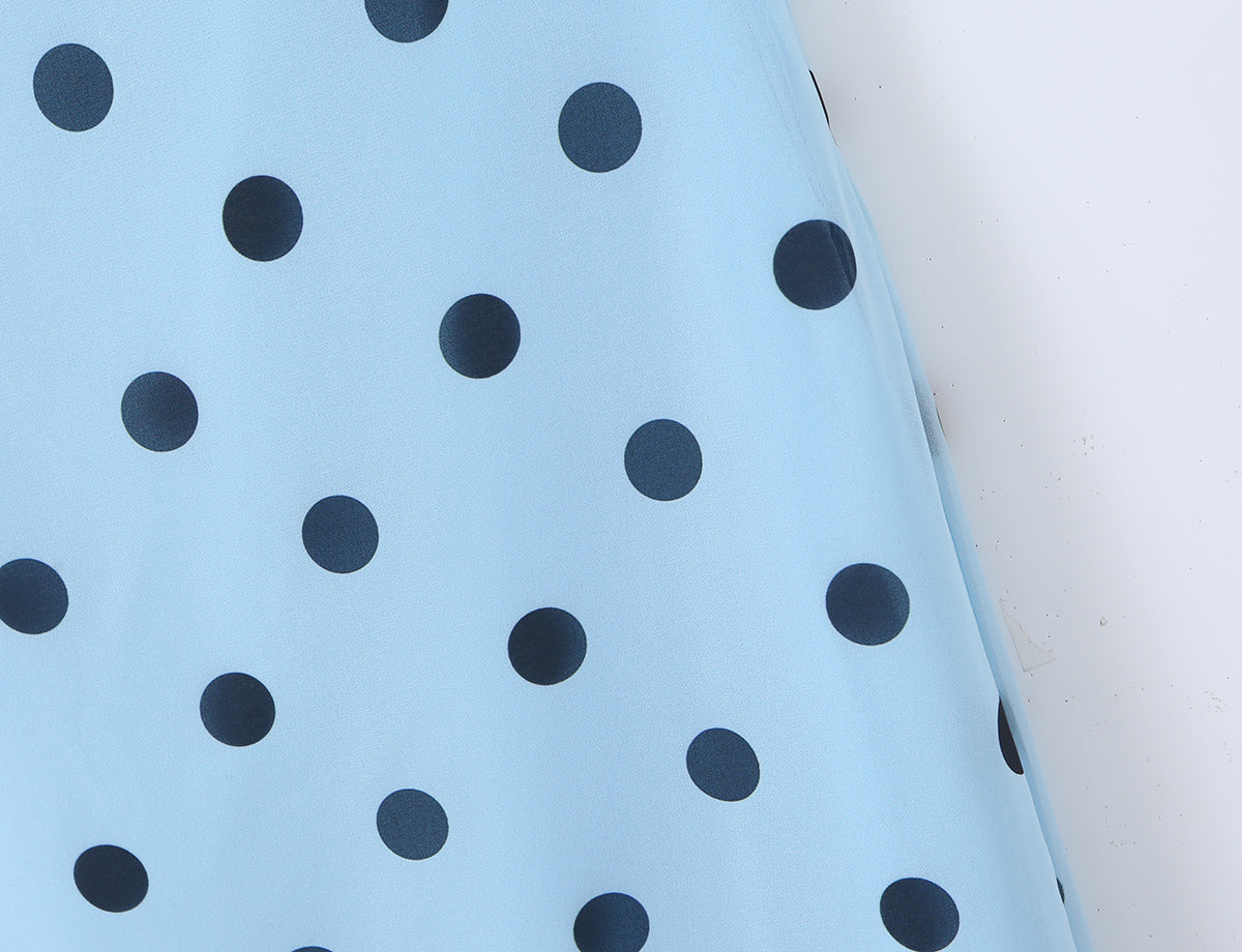 Gentle Graceful Pink Polka Dot Brace Dress Women Vintage Backless Lace up Design Tight Waist Maxi Dress