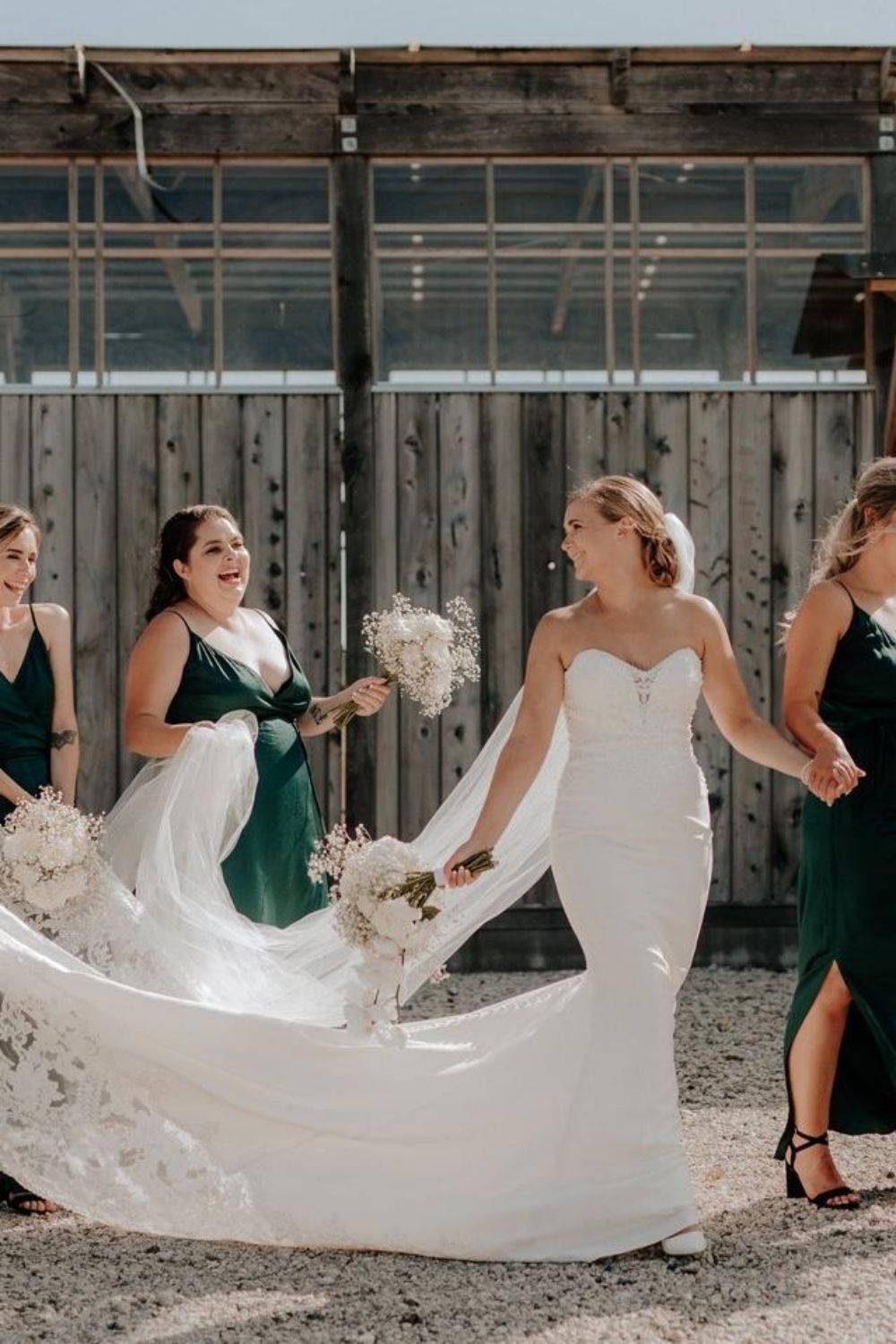 A Line Spaghetti Straps Green Long Bridesmaid Dress with Split Front