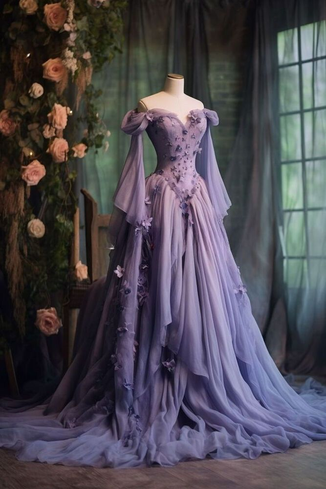 Purple Chiffon One Shoulder Prom Dress Fairy 3D Floral Appliques Sweet 16 Ball Gown