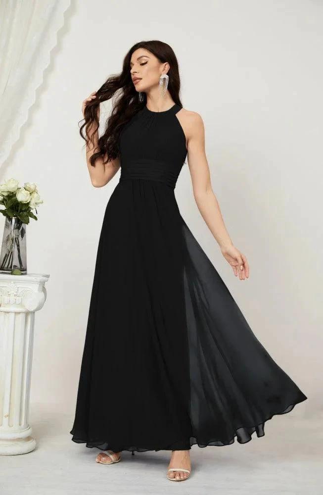 Numbersea Formal Party Gown Dress Chiffon Halter Long Sleeveless Bridesmaid Dresses 2802 by numbersea