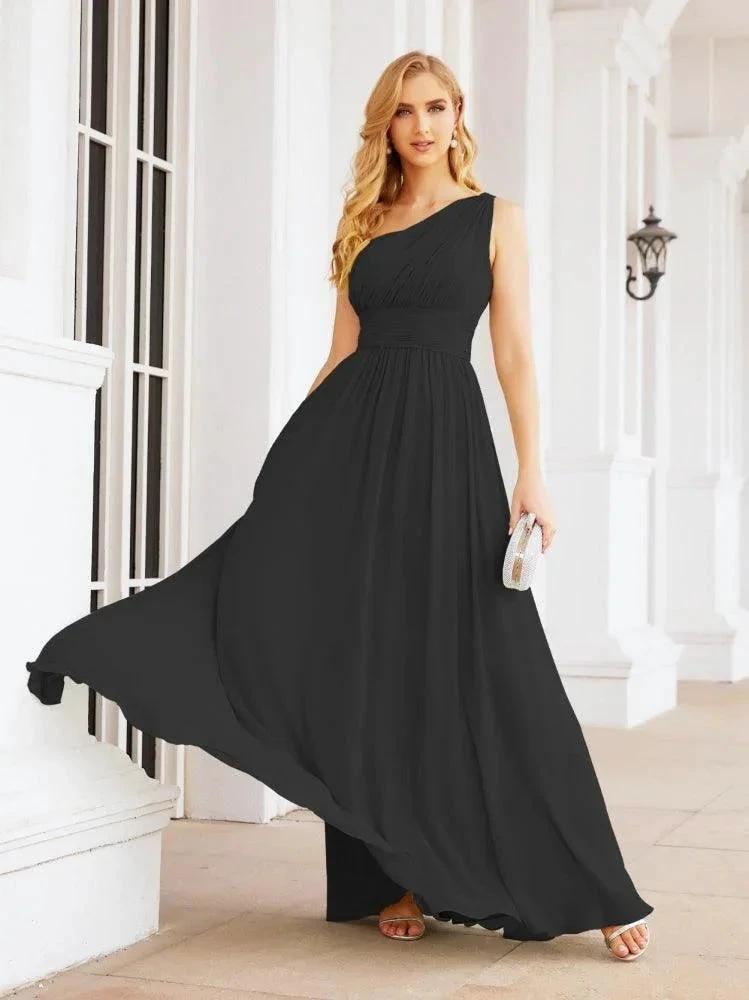 Numbersea One Shoulder Bridesmaid Dresses Long Maxi Formal Evening Party Prom Gowns 28061 by numbersea
