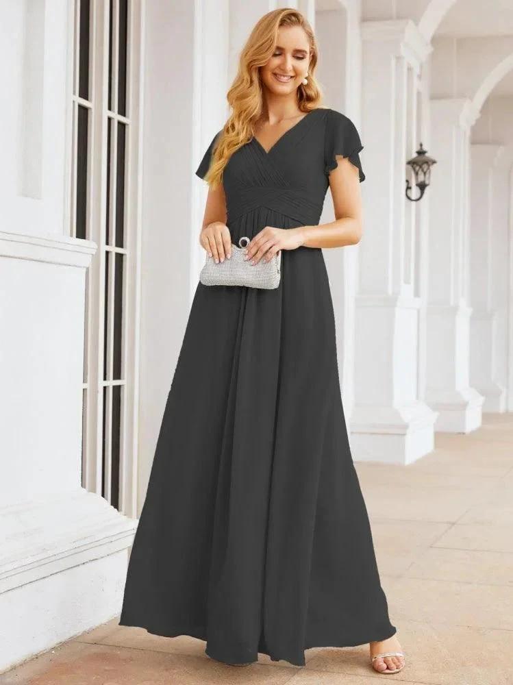 Numbersea Formal Prom Gowns for Mother of The Bride Cap Sleeves Bridesmaid Dress 28047 by numbersea