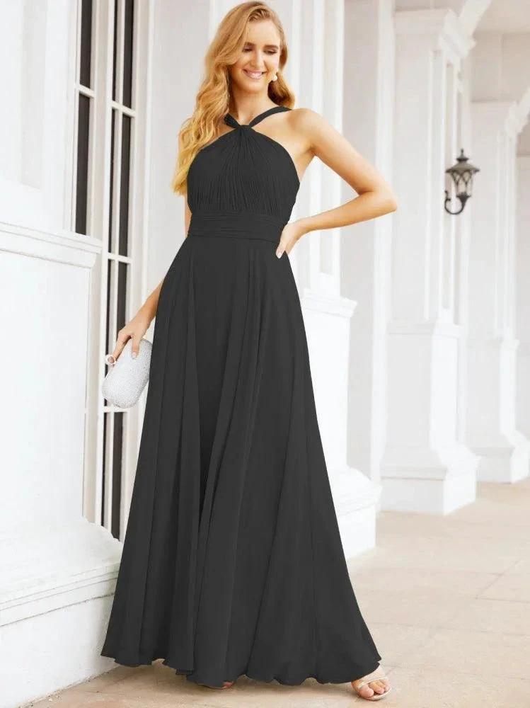 Numbersea Crisscross Halter Bridesmaid Dresses for Party Wedding Evening Prom Maxi Ball Gowns 28053 by numbersea