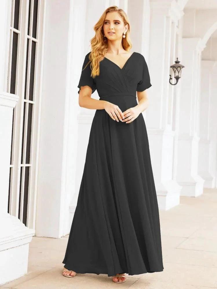 Numbersea Formal Prom Gowns for Mother of The Bride Short Sleeves Bridesmaid Dress 28049 by numbersea