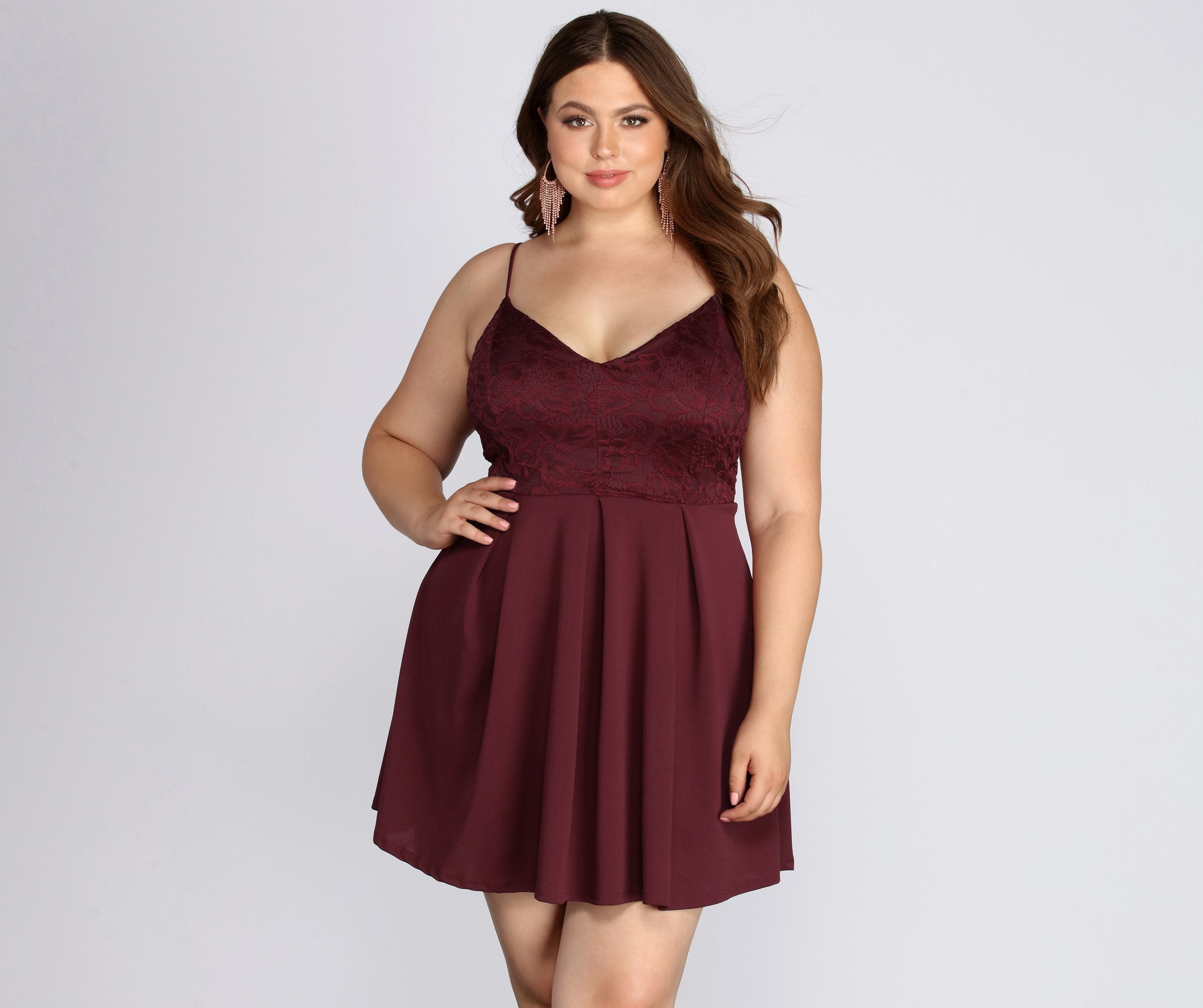 Plus Lace Appeal Skater Dress - Fashionpara