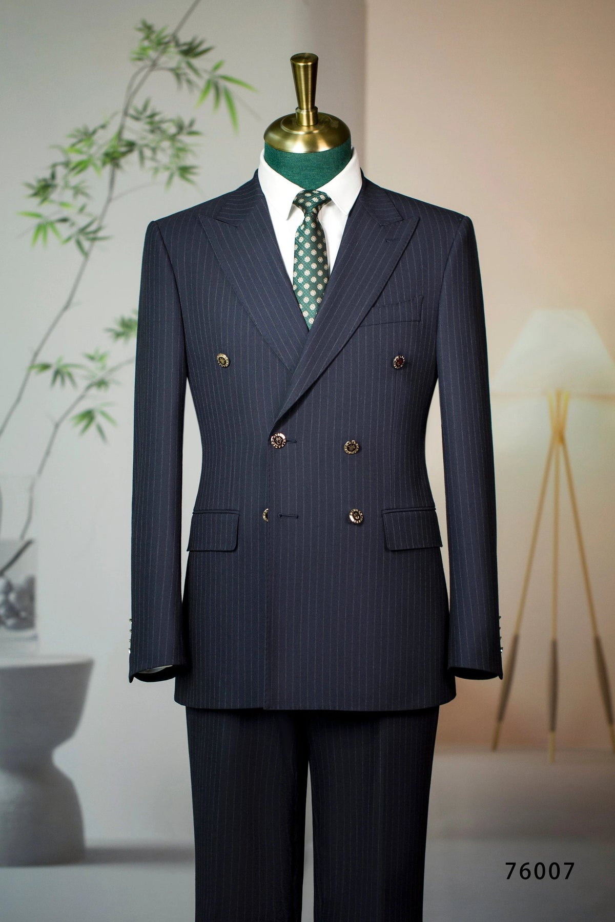 Double-Breasted Pinstripe Wool Suit | Tailored Formal Groom & Business Suit by 男装