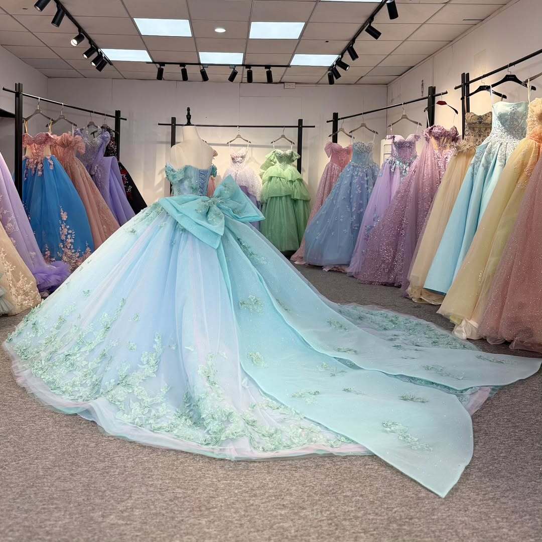Charming A Line Off the Shoulder Light Blue Quinceanera Dress with Appliques Bowknot