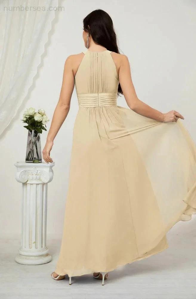 ZapDress Formal Party Gown Dress Chiffon Halter Long Sleeveless Bridesmaid Dresses 2802 (ZD16960)