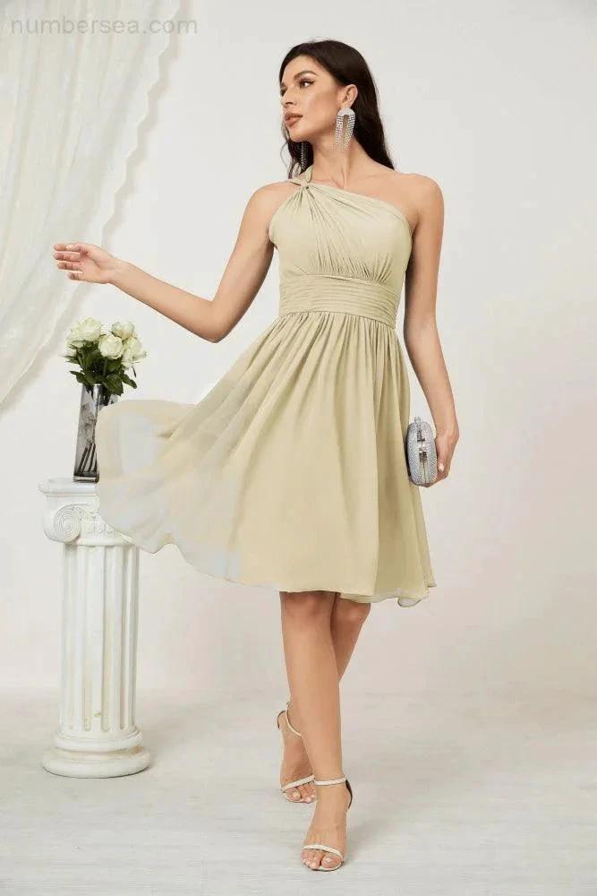 ZapDress Women Chiffon Short One Shoulder Bridesmaid Dress Formal Dresses for Party Homecoming 2804 (ZD16948)