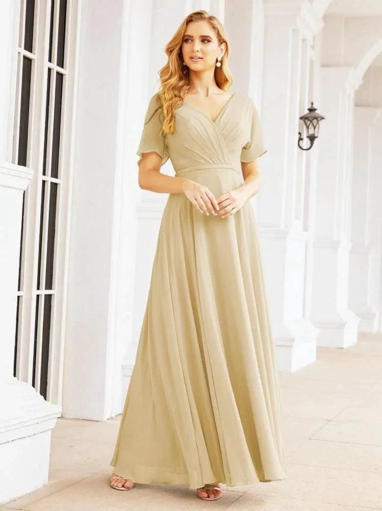 Numbersea Formal Prom Gowns for Mother of The Bride Short Sleeves Bridesmaid Dress 28049 by numbersea