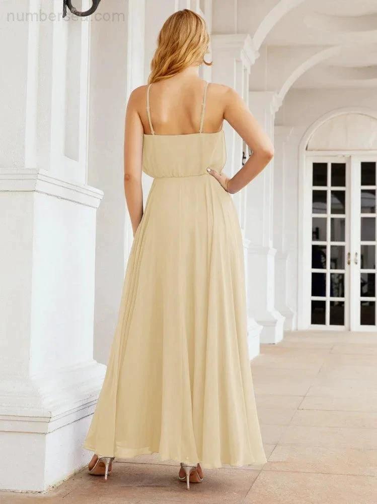 ZapDress Halter Long Bridesmaid Dresses Formal A line Juniors Dress 28029 (ZD17029)