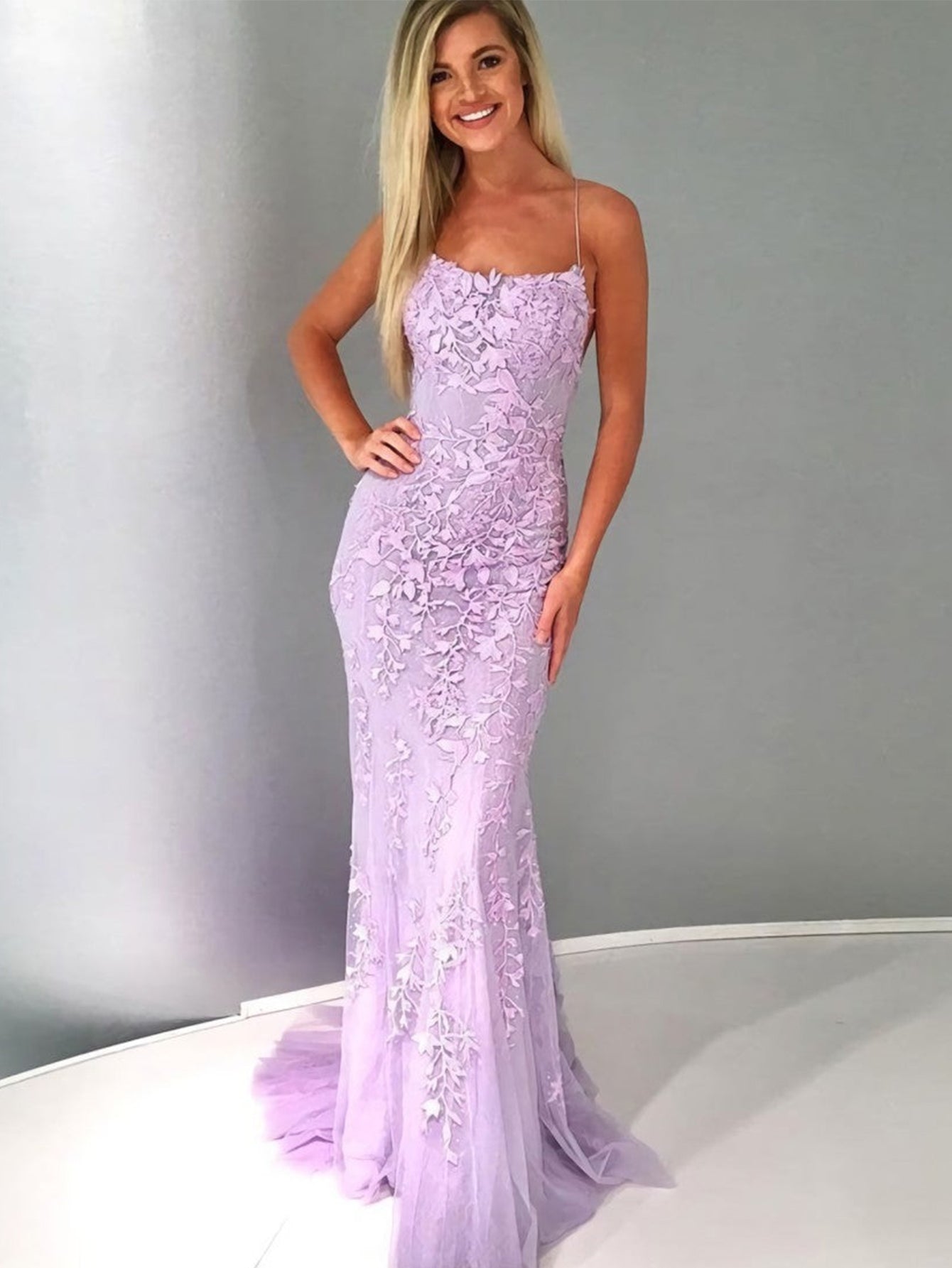 Mermaid Light Blue Prom Dress Long Evening Dress - Fashionpara