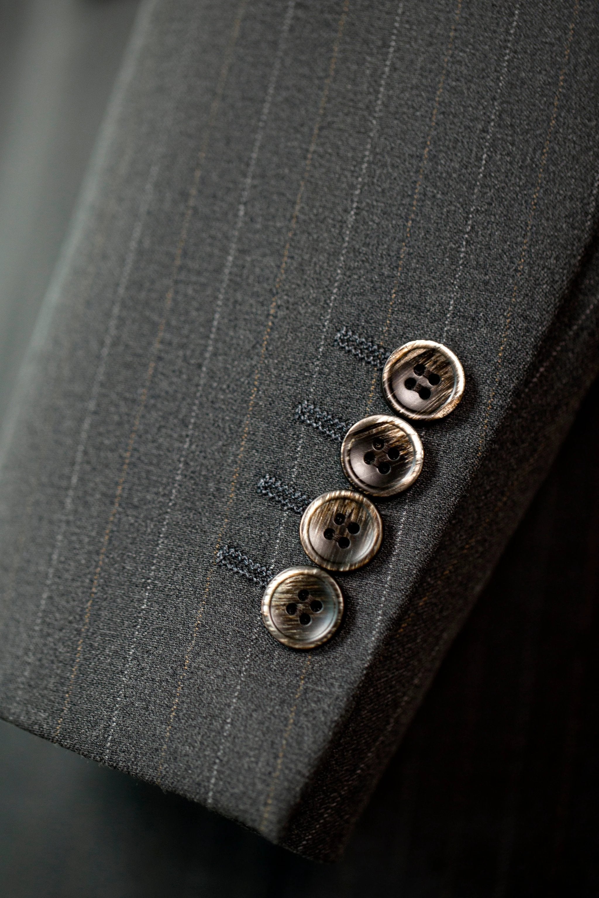 Three Piece Pinstripe Wool Suit for Groom and Wedding Events (ZD17105)
