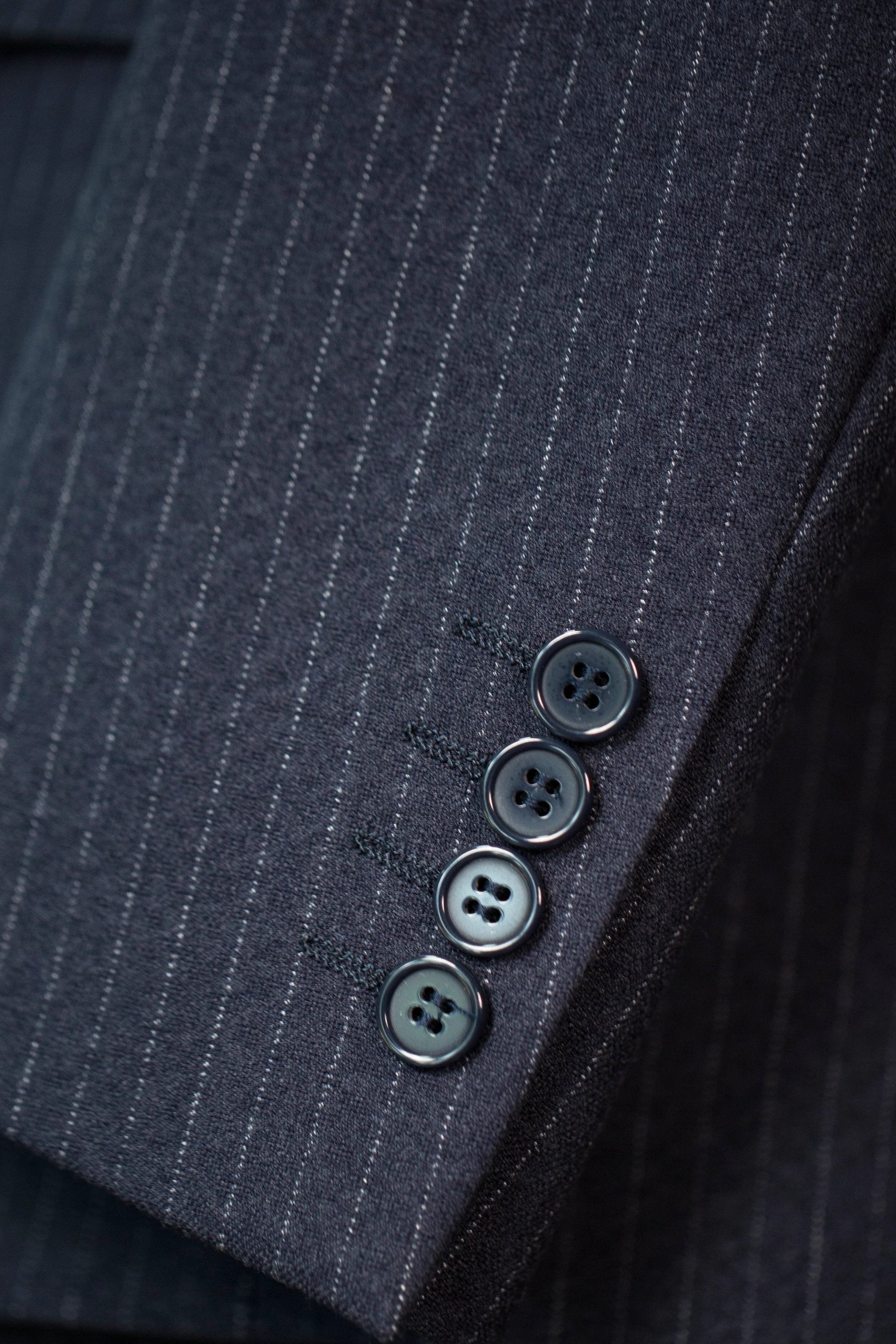 Pinstripe Wool Wedding Suit Three Piece Groom Formal Set (ZD17107)