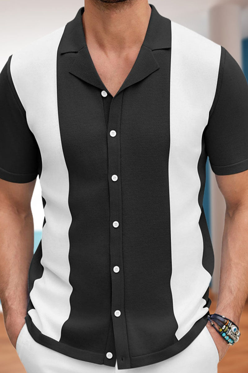 Summer Men's Business Casual Hawaiian Collar Short Sleeve POLO Cardigan - Fashionpara