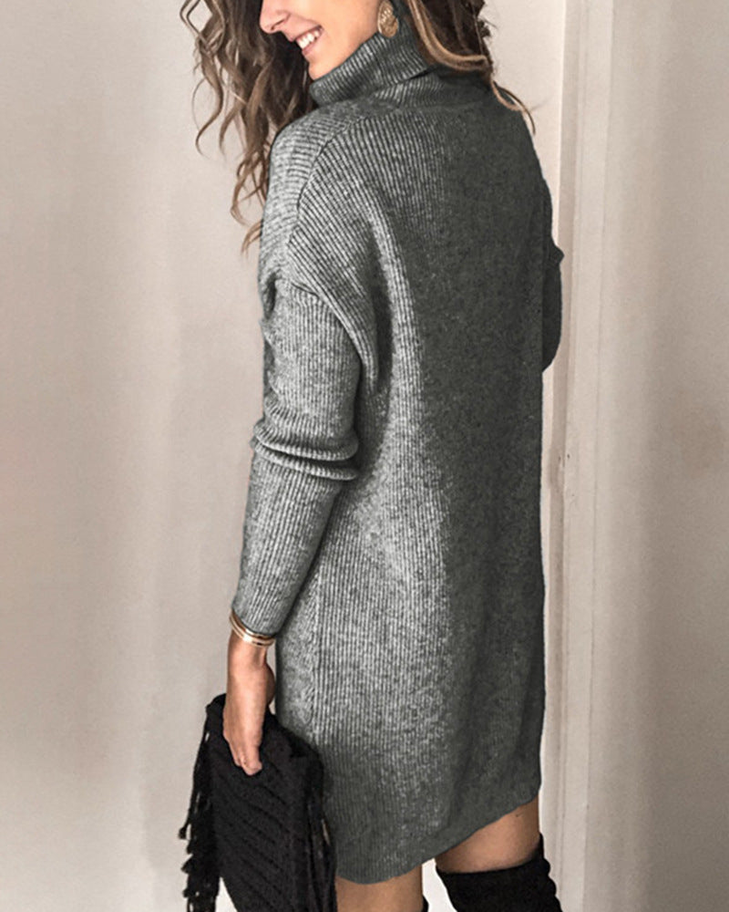 Kannon Turtleneck Sweater Dress Slate FINAL