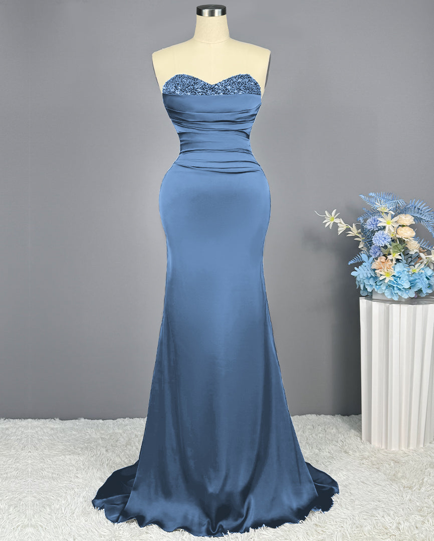 Sleeveless Mermaid Long Prom Gown with Sequined Sweetheart - View 4 | VelvetHem