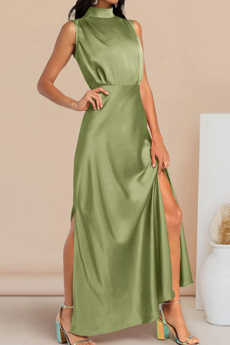 Celebrities Elegant Solid Halter A Line Dresses(5 Colors) - Fashionpara