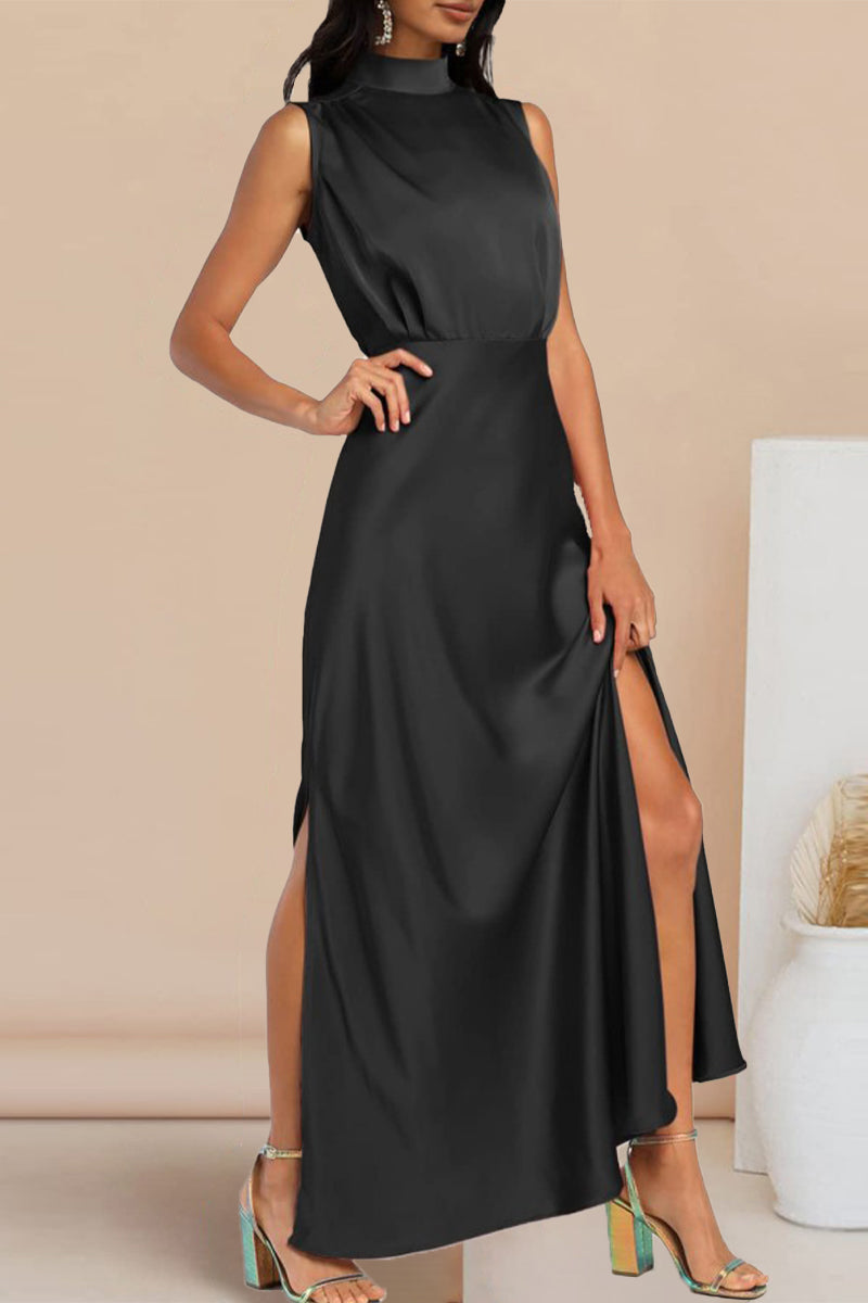 Celebrities Elegant Solid Halter A Line Dresses(5 Colors) - Fashionpara